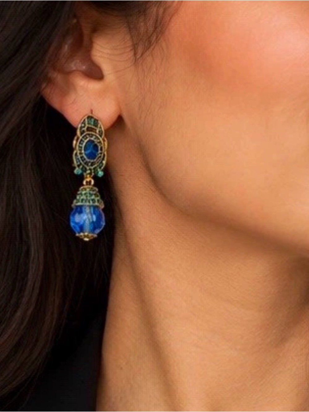 Elegant Blue Drop Statement Earrings - Designer-Inspired
